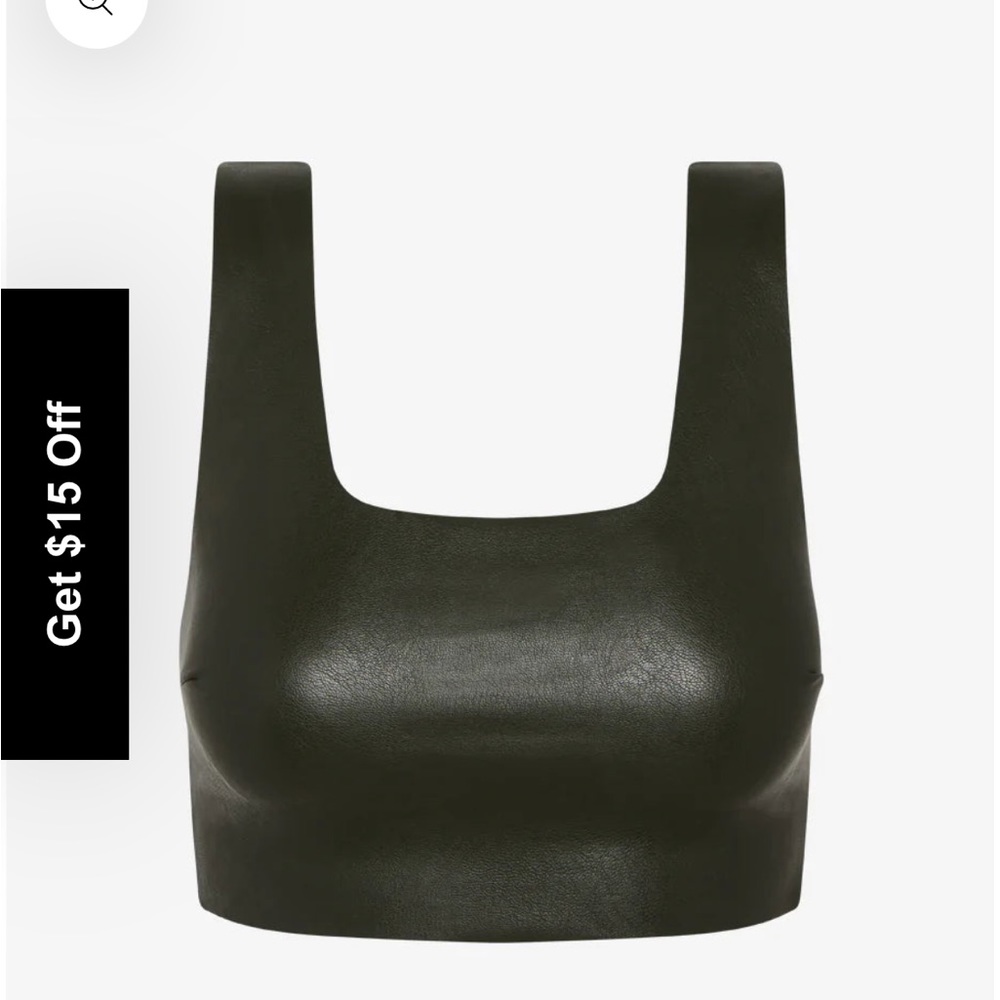 Commando faux leather top in forest green - M NWT